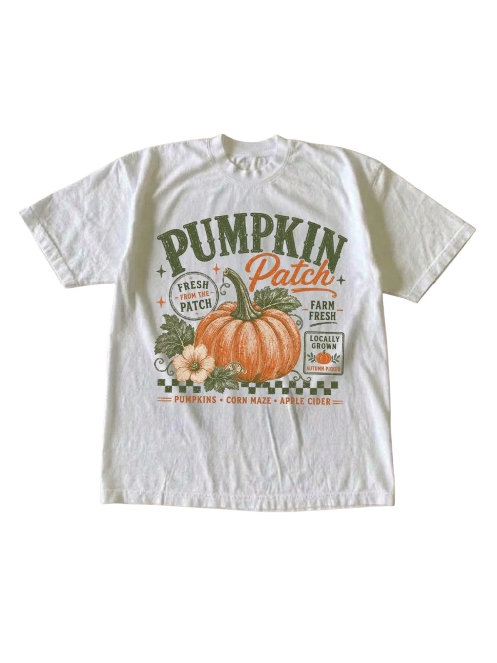 Gildan Pumpkin Patch Graphic Tee - White/Orange